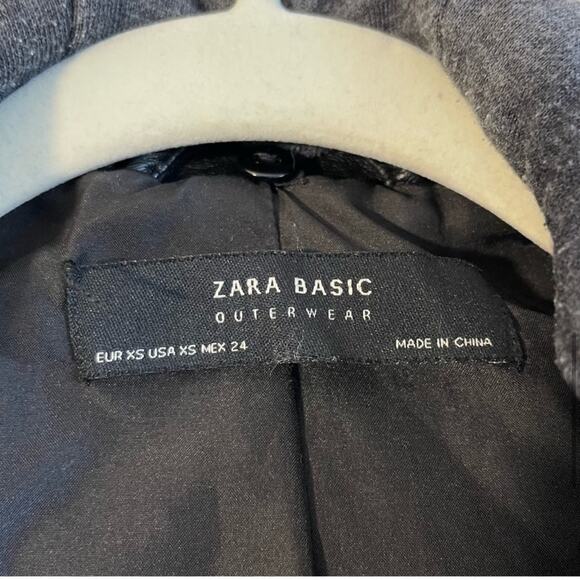 Zara Moto Distressed Faux Leather Studded Jacket with Sweatshirt Hood XS Black - Picture 9 of 16